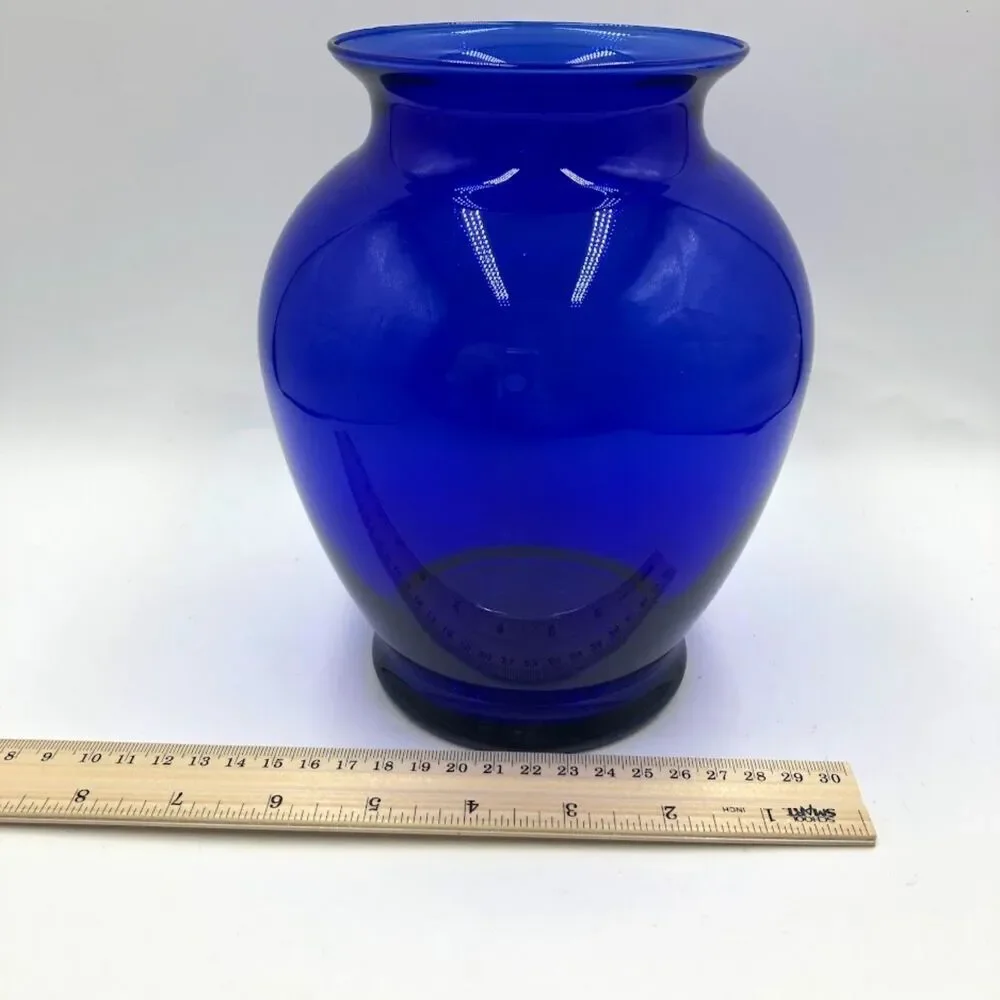 Cobalt Blue Glass Vase Tabletop Shelf Decor Collectible Medium Size Accent Piece